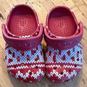 CROCS Kids' Red and White Patterned Clogs